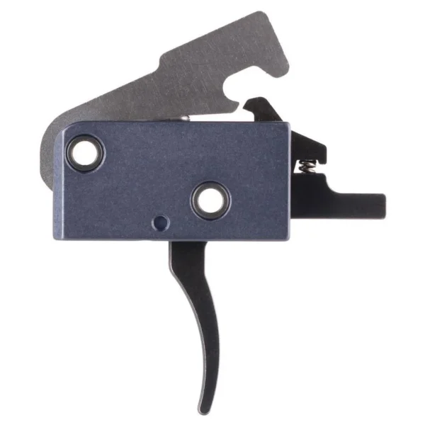 TIMNEY TRIG IMPACT FOR AR15 BLK black trigger assembly, left-side view with curved trigger