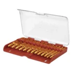 AOB Tipton Best Bore Brush Rifle Set, open red case with assorted bronze brushes