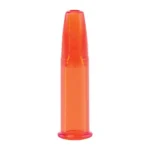 AOB Tipton Snap Caps for 9mm Luger, single translucent orange snap cap in upright side view