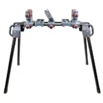 AOB Tipton Standing Ultra Gun Vise, front view with black folding legs and red adjustment knobs