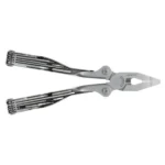 Battenfeld Knives Schrade Tough Tool silver multitool, open top view with pliers and tools extended