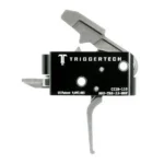 TriggerTech AR15 Competitive Flat Trigger, side view of black housing with silver trigger assembly