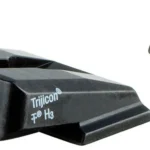 Trijicon NS S&W M&P Shield black front and rear sight set, angled view with white dots
