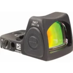 TRIJICON RMR TYPE 2 ADJ 6.5 MOA BLK black reflex sight, angled front view with multicolor lens