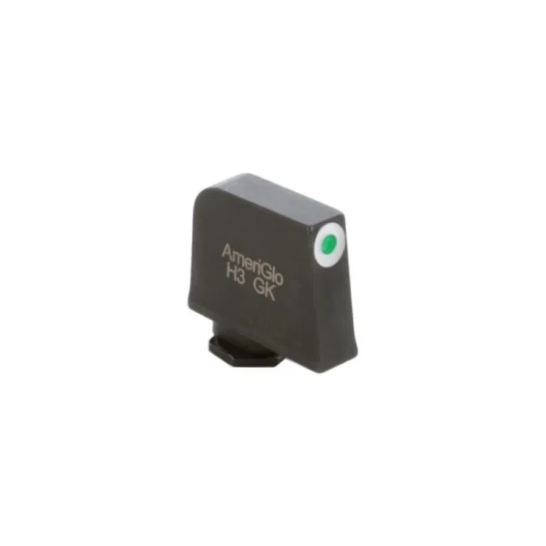 Ameriglo Tritium Front Handgun Sight for Glock, black angled view with green and white front dot