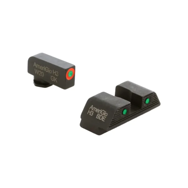 Ameriglo Trooper Tritium Sight Set with black front and rear sights and colored dots
