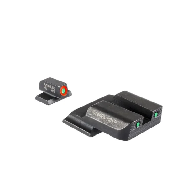 Ameriglo Trooper Tritium sight set, black front and rear sights with orange and green dots