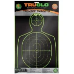 TRUGLO TRU-SEE HNDGN TGT black packaged silhouette target with green grid and bullseyes