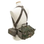 Alps Outdoorz Turkey Tracker camouflage waist pack, rear view on mannequin with shoulder straps