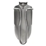 AOB Ultimate Survival U-Dig-It Folding Shovel, front view of folded silver metal shovel
