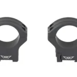 WARNE HYPERLITE TIKKA black scope rings, front view of matching pair with mounting bases