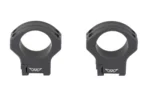 WARNE HYPERLITE TIKKA black scope rings, front view of matching pair with mounting bases