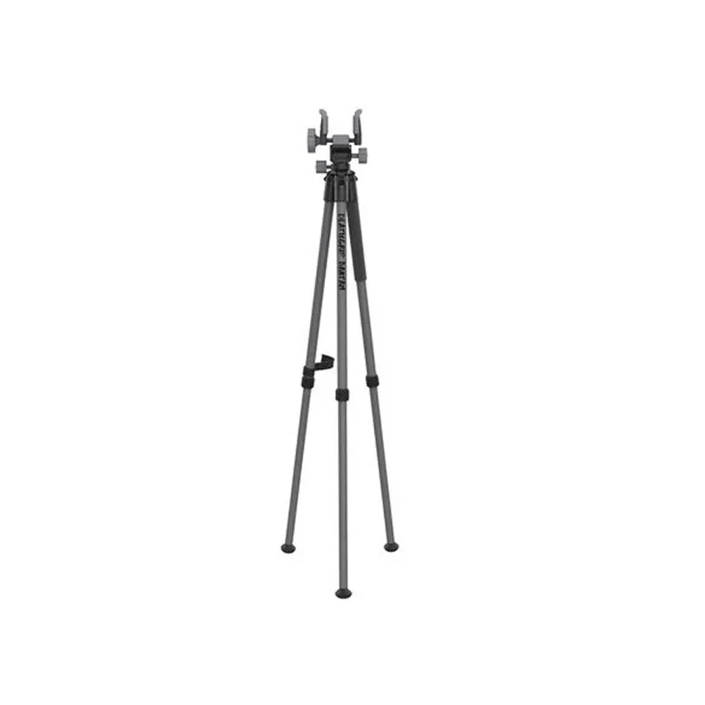 ultra-stable-lightweight-hunting-tripod-primary AOB Bog DeathGrip Bantam Tripod black tripod with three extended legs, front view