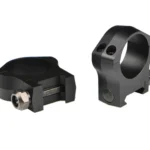 Christiansen Arms 2-Piece Ultralight PRSR-X2 scope rings, black angled views with four-screw caps