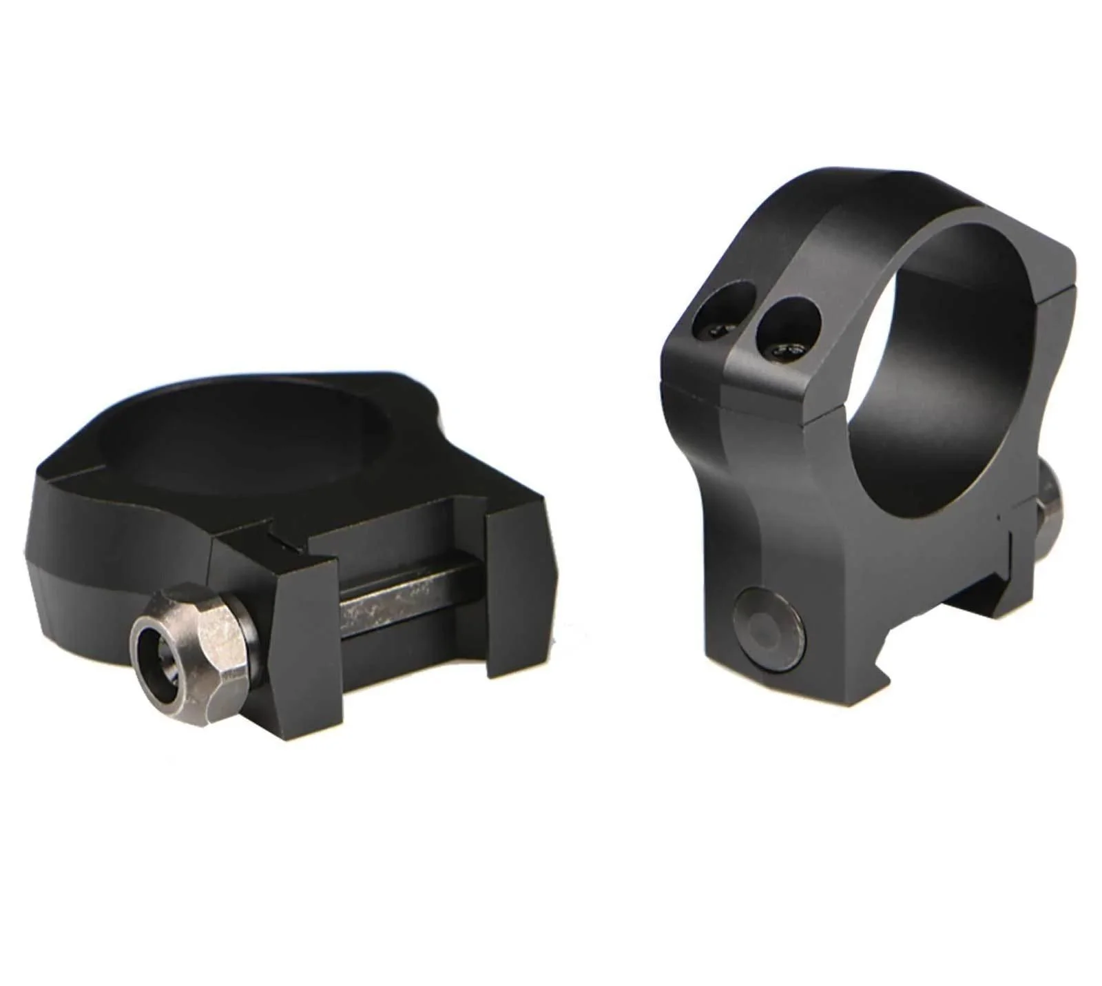 ultralight-30mm-high-rings-primary-1 Christiansen Arms 2-Piece Ultralight PRSR-X2 scope rings, black angled views with four-screw caps