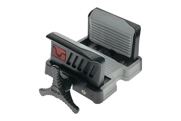 AOB BOG DeathGrip UltraLite, angled view of gray and black clamp with adjustment knob