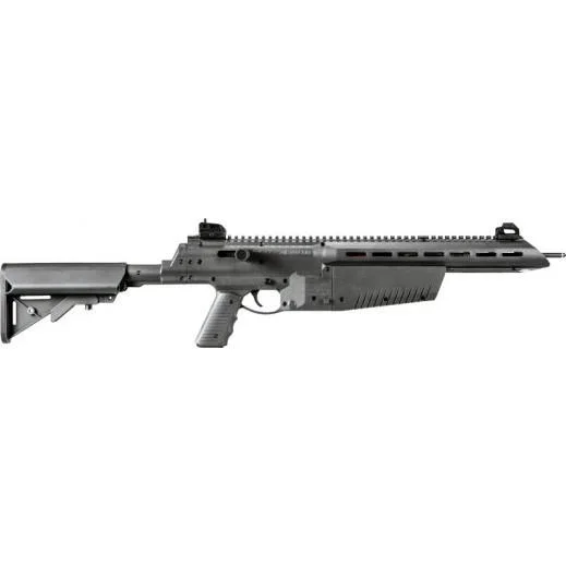 Umarex UMX Air Javelin black CO2 arrow rifle, left-side view with adjustable stock and top rail