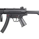 Umarex UMX HK MP5K-PDW black BB rifle, left-side view with folding stock and curved magazine
