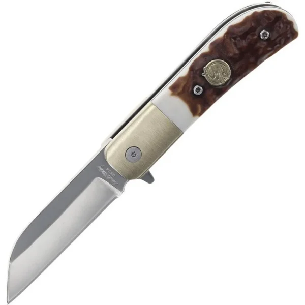 Battenfeld Knives Uncle Henry Next Gen 6UH Folding Knife, open with silver blade and brown handle
