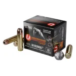 Underwood Hunting & Self Defense Handgun Ammunition black box with loose cartridges around it