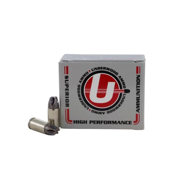 Underwood Defensive Handgun Ammunition 9mm Luger 68gr Solid, box with two cartridges