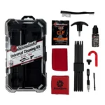 KleenBore Universal Cleaning Kit with black case, rods, brushes, patches and bottles