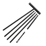 KleenBore Universal Multi-Section Cleaning Rod, black rod sections and T-handle laid out