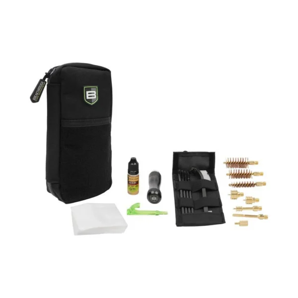BCT Range Universal Cleaning Kit Shotgun, black pouch with brushes, patches and small tools