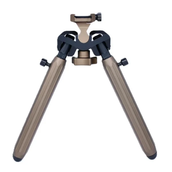 Warne Vapor Bipod Picatinny Custom FDE, front view with splayed legs and adjustable mount