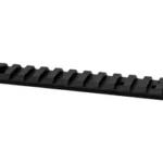 WARNE Vapor Rail Tikka T3 black one-piece slotted rail, angled top view