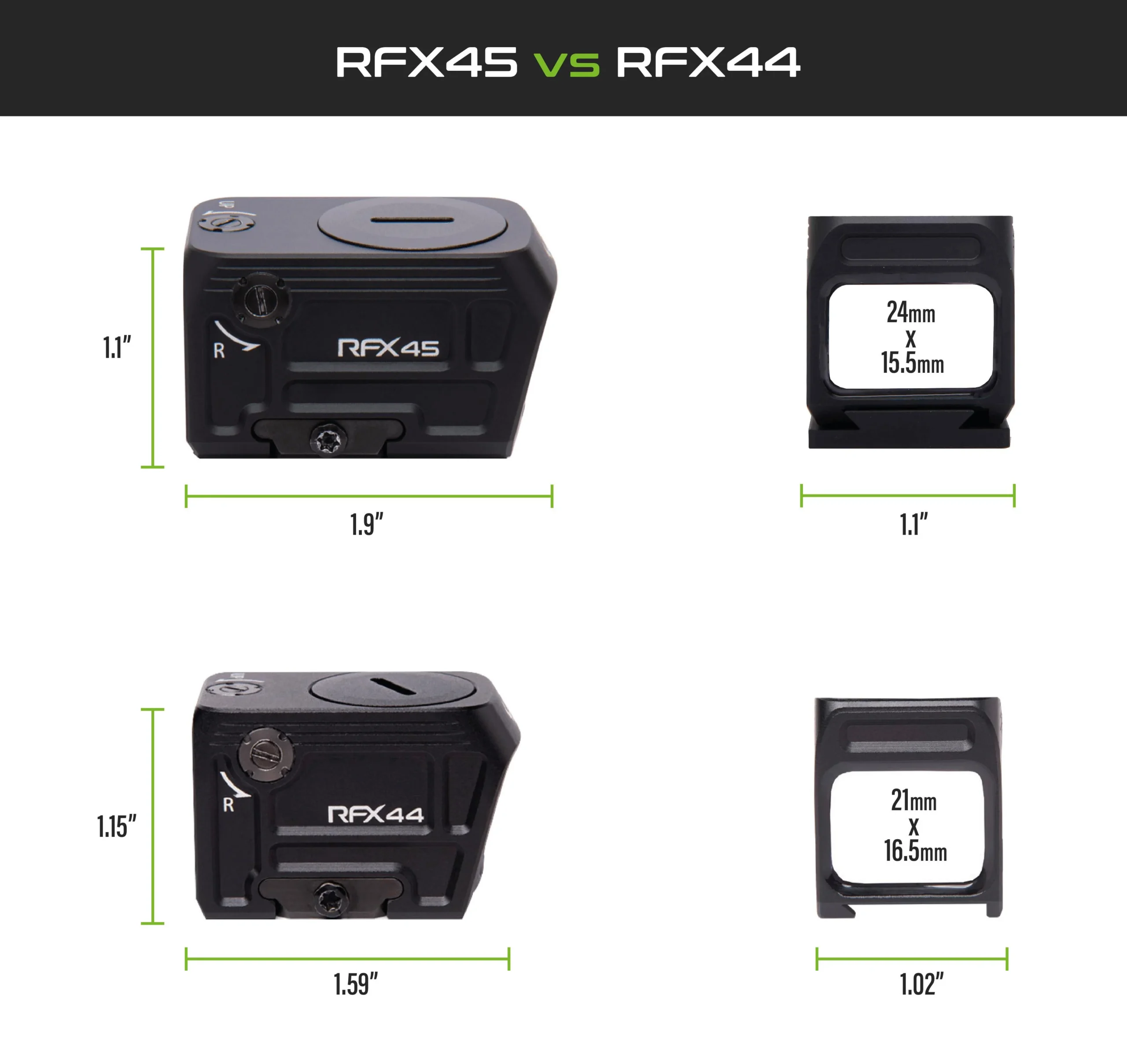 viridian-rfx44-compact-reflex-sight-primary-1 Viridian Green Laser Viridian RFX44 Compact Closed Emitter Green Dot Sight w/ Picatinny High Mount