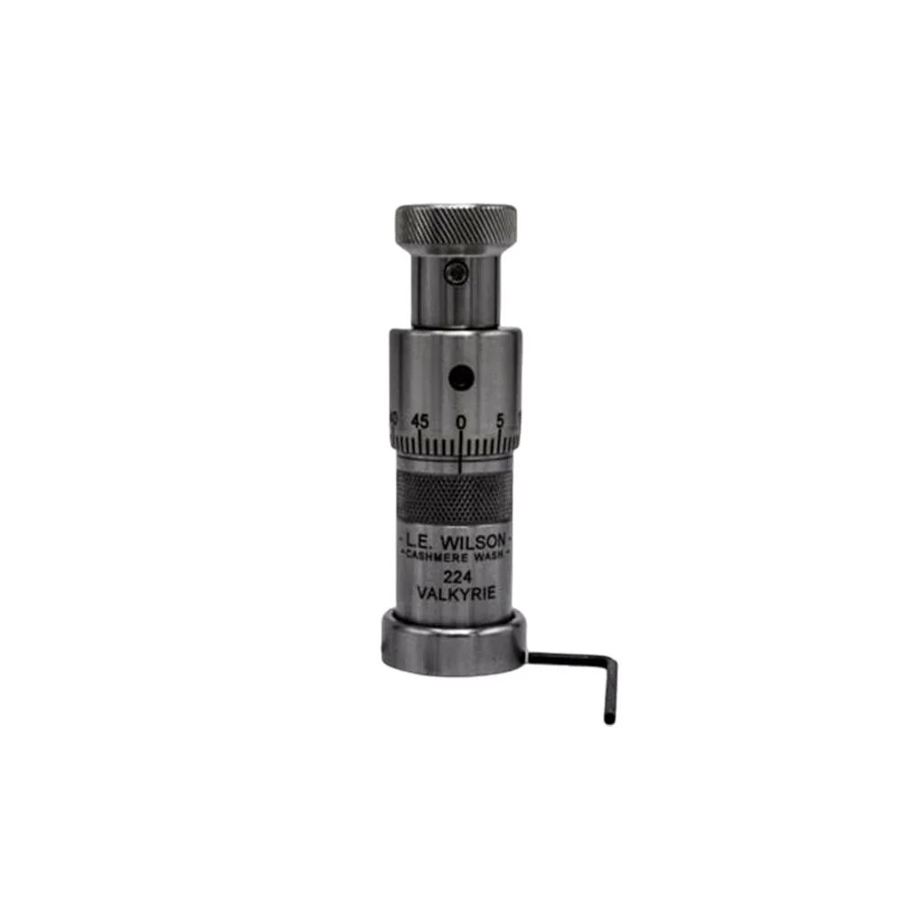 vld-bullet-seater-65-creedmoor-primary L.E. Wilson Stainless Steel VLD Bullet Seater, silver upright tool with black micrometer