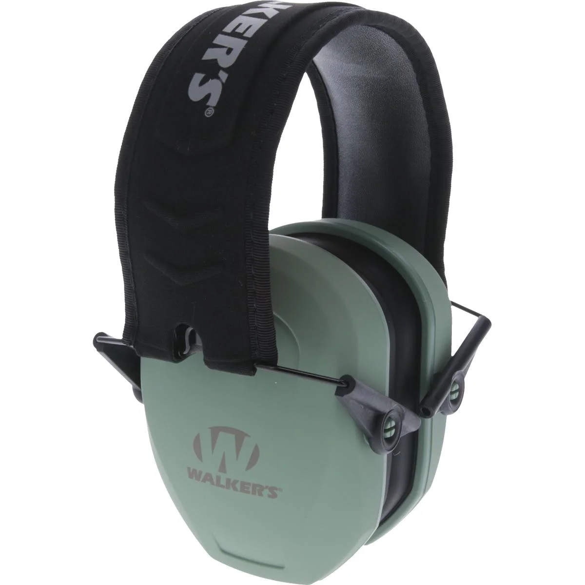 walker-razor-passive-muff-sage-green-primary Walkers Game Ear Walker's Razor Passive Muff, sage green three-quarter view with black headband