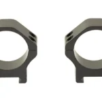 WARNE MAXIMA 34MM HRZ QD LOW RINGS, black rings in front view with quick-detach levers