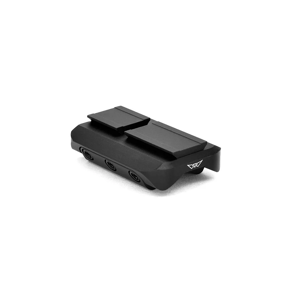 warne-shotgun-rib-mount-aimpoint-acro-primary Warne Shotgun Rib Mount for Aimpoint ACRO, black angled top view with raised mounting surfaces
