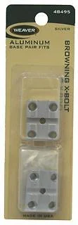 Weaver 2-Piece Top Mount Aluminum Scope Base, two silver bases in retail packaging