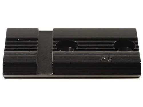 WEAVER #36M REM700/HW1500 MATTE BLK, black top view with two mounting holes and ribbed surface