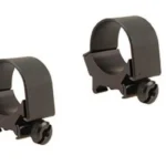Weaver Detachable Top Mount Scope Rings, two matte black rings in angled view