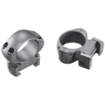 Weaver 2-Piece Grand Slam Scope Rings, two matte grey steel rings in angled views