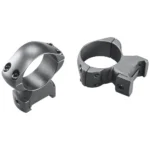 WEAVER GRAND SLAM RNG two matte black scope rings shown from angled front and side views