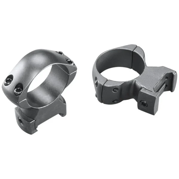 WEAVER GRAND SLAM RNG two matte black scope rings shown from angled front and side views