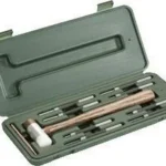 Weaver Gunsmithing Hammer and Punch in open green case with wood-handled hammer and steel punches
