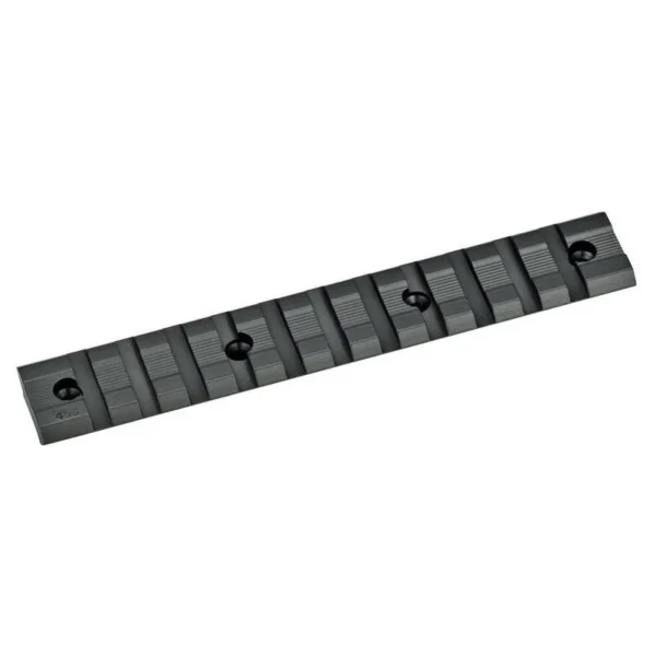 Weaver 1-Piece Multi Slot Base Savage B Series, matte black angled top view with mounting screws