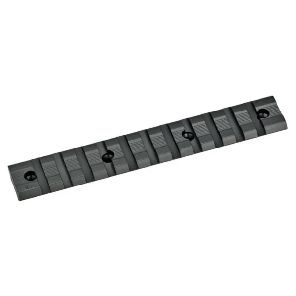 Weaver 1-Piece Cross-Slot Scope Base, black angled top view with multiple slots and screws