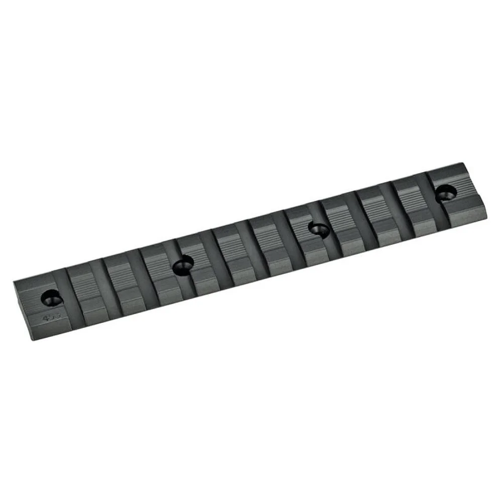 weaver-multi-slot-scope-base-savage-axis-1-2-primary Weaver 1-Piece Cross-Slot Scope Base, black angled top view with multiple slots and screws