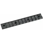 Weaver Multi-Slot Base SAV 110 LA black, angled top view with rail slots and mounting holes