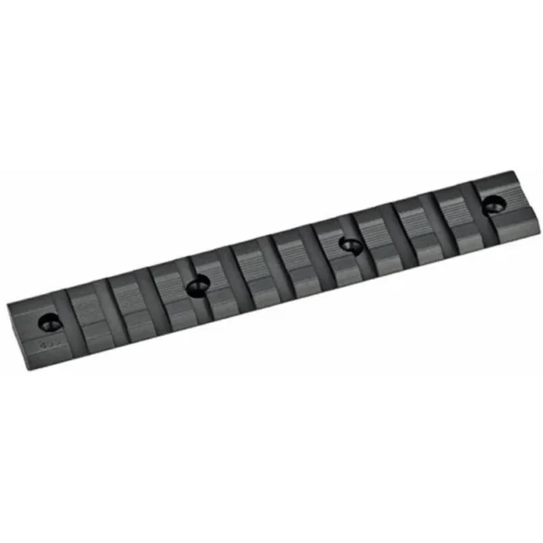 Weaver Multi-Slot Base SAV 110 LA black, angled top view with rail slots and mounting holes