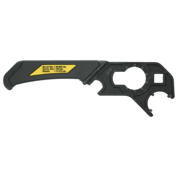 AOB Wheeler Delta Series Professional Armorer's Wrench, black wrench with multiple cutouts, side view
