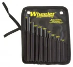 AOB Wheeler Roll Pin Starter Set, black punches arranged by size in an open fabric case