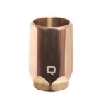 Q Q Whistle Tip Blast Mitigation Device, bronze-colored cylindrical device in upright front view